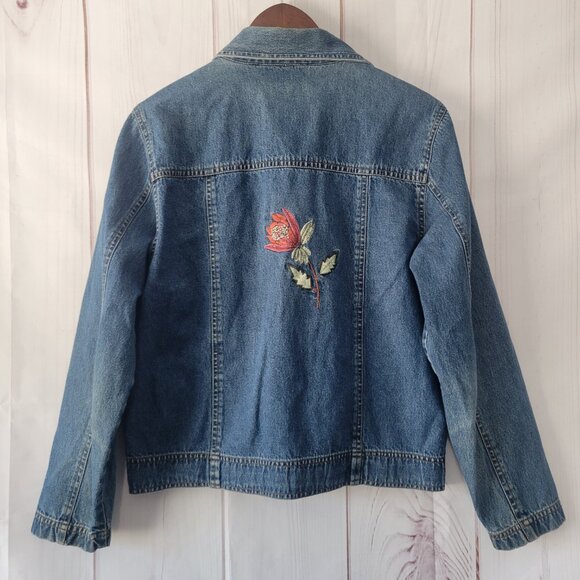 Vintage Ikon Clothing Embroidered/Beaded 100% Cotton Denim Button-Down Jacket - Picture 5 of 10
